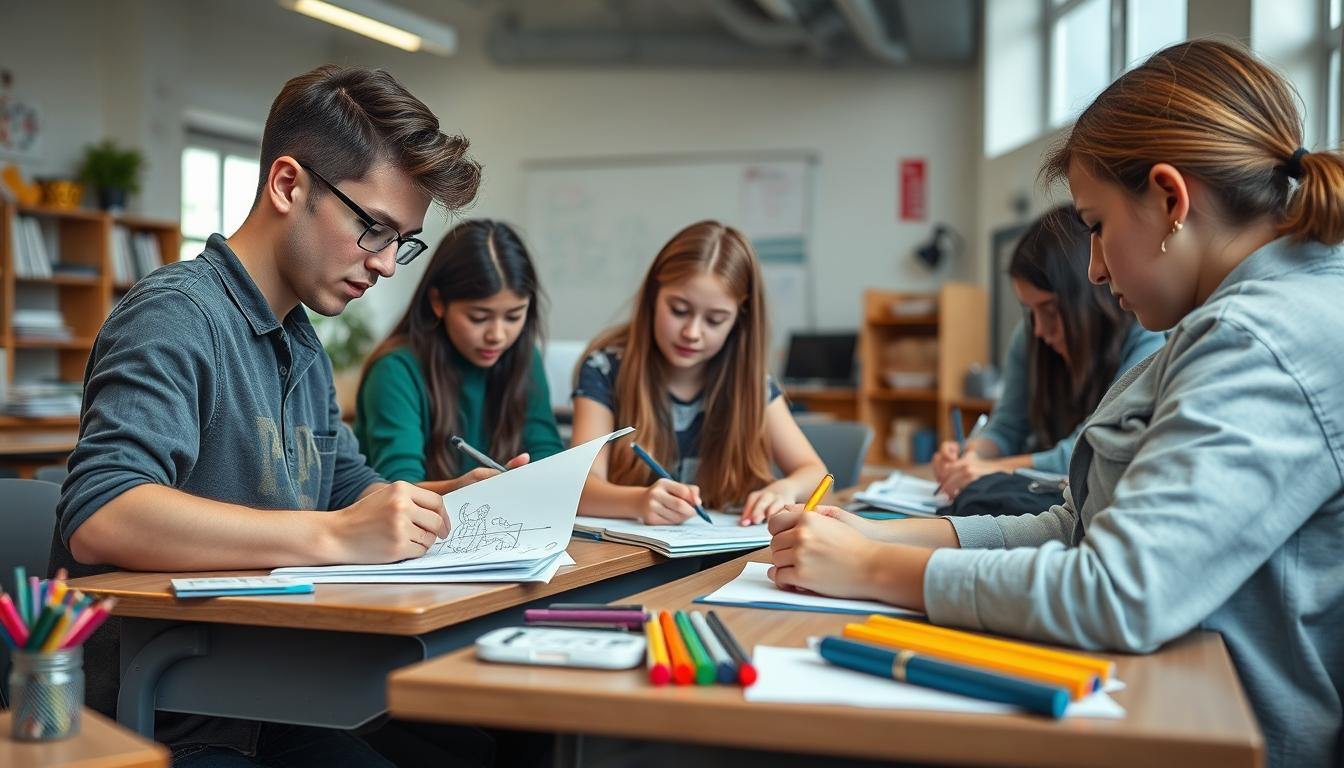 Students working in research laboratory